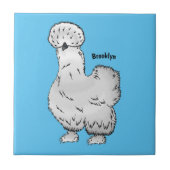 Silkie chicken cartoon illustration  タイル (正面)
