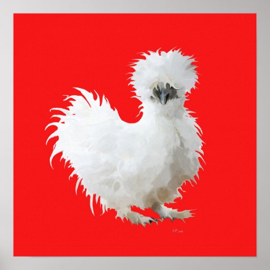 Silkie Chicken on Red ポスター (正面)