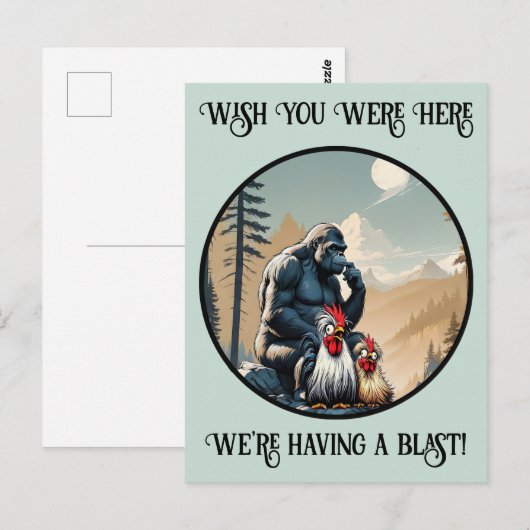 “Silkie Summit Selfie” Cheesy Chicken ポストカード (正面/裏面)