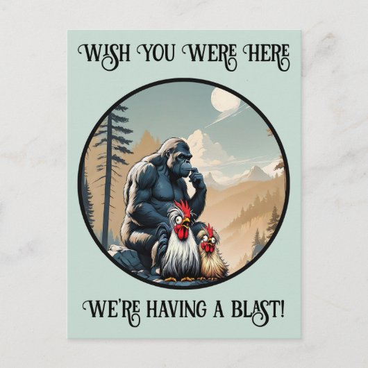 “Silkie Summit Selfie” Cheesy Chicken ポストカード (正面)