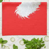 Silkie White Chicken on Red Tea Towel キッチンタオル (折り畳み)