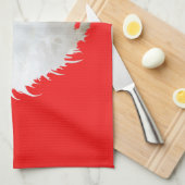 Silkie White Chicken on Red Tea Towel キッチンタオル (四つ折り)