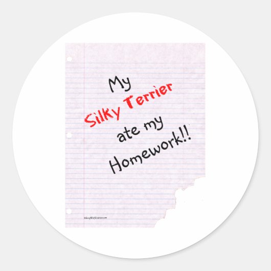 Silky Terrier食べ my Homework – ステッカー (正面)