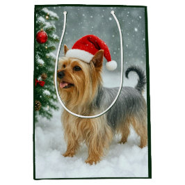 Silky Terrier Holiday Card ミディアムペーパーバッグ