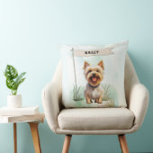 Silky Terrier Watercolor Personalized Dog クッション (椅子)