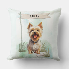 Silky Terrier Watercolor Personalized Dog クッション