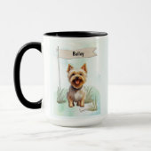 Silky Terrier Watercolor Personalized Dog マグカップ (左)
