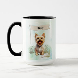 Silky Terrier Watercolor Personalized Dog マグカップ