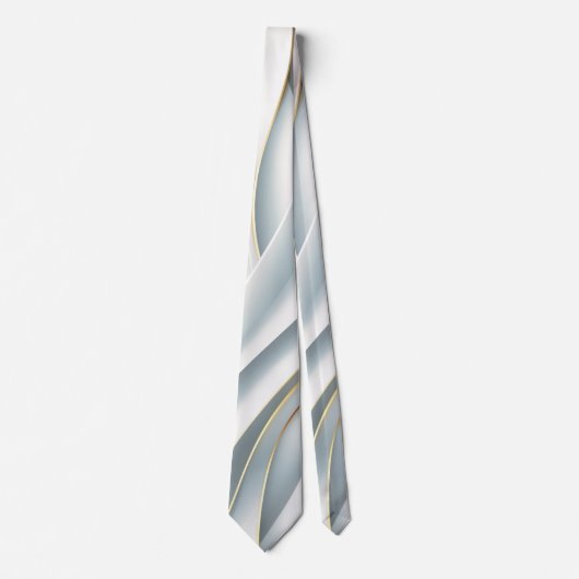 Silky White and Gold Elegant Classic Men’s Necktie ネクタイ (正面)
