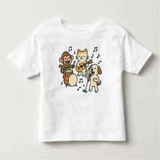 Silly Animal Band – Monkey Drums, Cat Guitar & Dog トドラーTシャツ