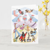 Silly animal circus blank card カード (黄色い花)