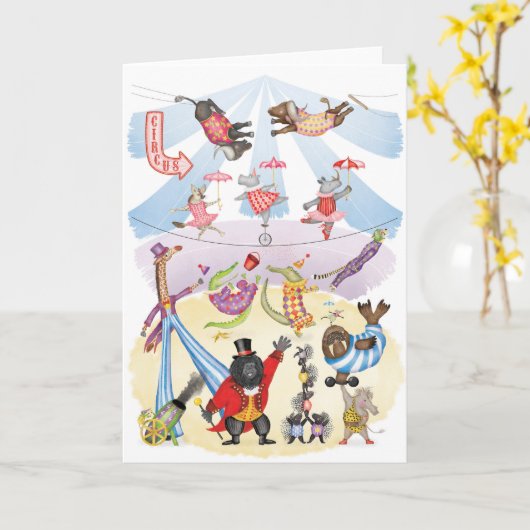 Silly animal circus blank card カード (黄色い花)