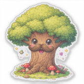 Silly cartoon tree Custom-Cut Vinyl Sticker シール (正面)