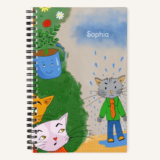 Silly Cat Personalized Spiral Notebook ノートブック (正面)