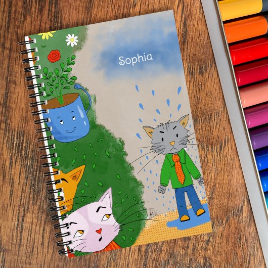 Silly Cat Personalized Spiral Notebook ノートブック