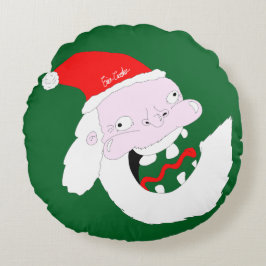 Silly goofy Santa Claus cartoon face  ラウンドクッション