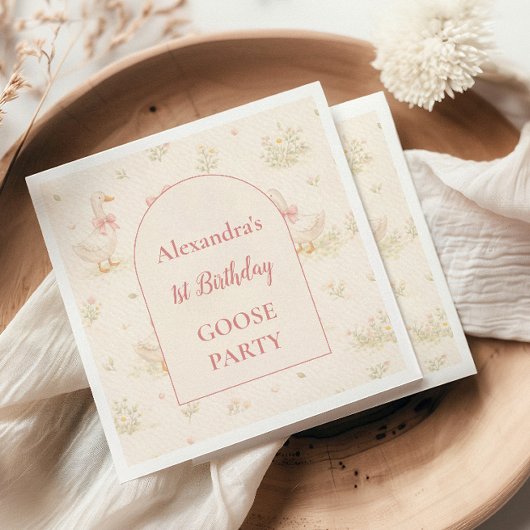 Silly Goose 1st Birthday Baby Shower スタンダードカクテルナプキン