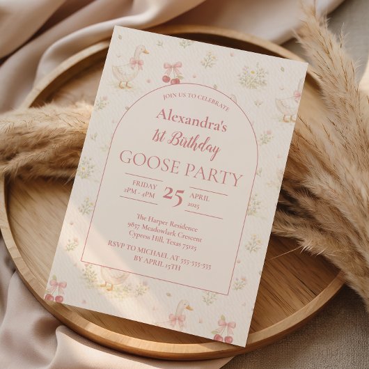 Silly Goose 1st Birthday Baby Shower 招待状