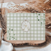 Silly Goose 1st Birthday Green Gingham サンキューカード