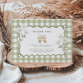 Silly Goose 1st Birthday Green Gingham サンキューカード