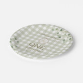 Silly Goose 1st Birthday Green Gingham ペーパープレート (アングル)