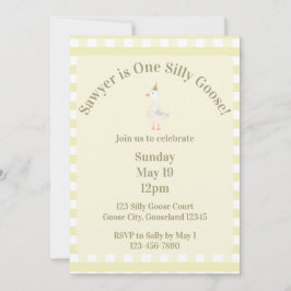 Silly Goose 1st Birthday Invitation (Pale Yellow) 招待状