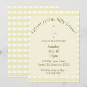 Silly Goose 1st Birthday Invitation (Pale Yellow) 招待状 (正面/裏面)