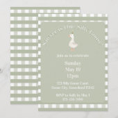 Silly Goose 1st Birthday Invitation (Sage Green) 招待状 (正面/裏面)