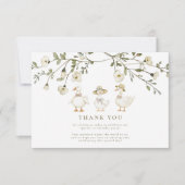 Silly Goose 1st Birthday Neutral Floral  サンキューカード (正面)