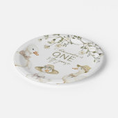 Silly Goose 1st Birthday Neutral Floral  ペーパープレート (アングル)