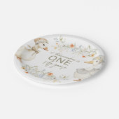 Silly Goose 1st Birthday Neutral Floral ペーパープレート (アングル)