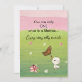 Silly Goose 1st Birthday Pink Bow Green Coquette 招待状 (裏面)