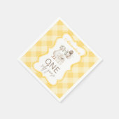 Silly Goose 1st Birthday Yellow Gingham スタンダードカクテルナプキン (角)