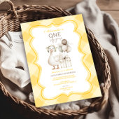 Silly Goose 1st Birthday Yellow Gingham 招待状
