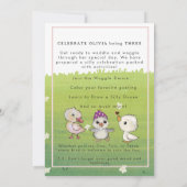 Silly Goose 3rd Birthday Girl Pink Bow Garden 招待状 (裏面)