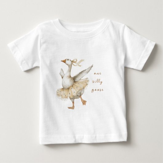 Silly Goose 3rd Birthday Watercolor ベビーTシャツ (正面)