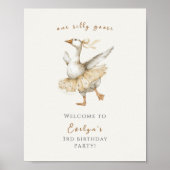 Silly Goose 3rd Birthday Watercolor Welcome ポスター (正面)