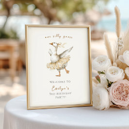 Silly Goose 3rd Birthday Watercolor Welcome ポスター