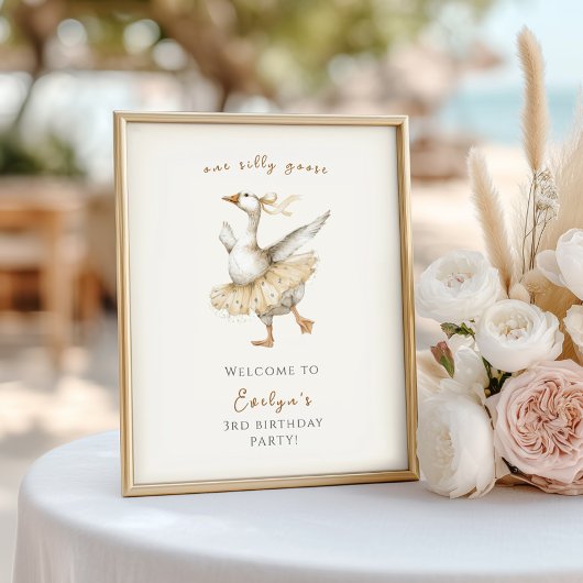 Silly Goose 3rd Birthday Watercolor Welcome ポスター