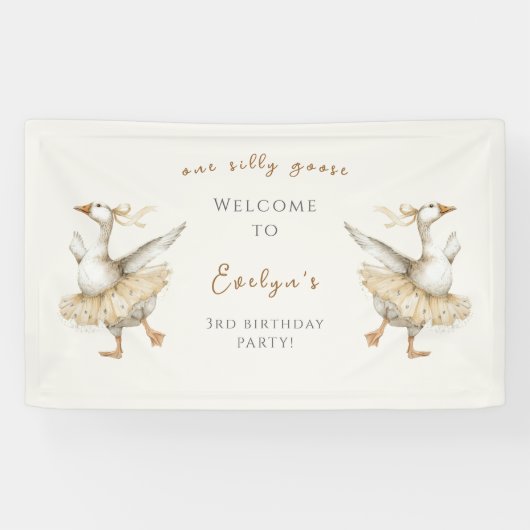 Silly Goose 3rd Birthday Watercolor Welcome 横断幕 (横)