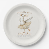 Silly Goose 3rd Birthday Yellow Watercolor ペーパープレート (正面)