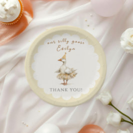 Silly Goose 3rd Birthday Yellow Watercolor ペーパープレート