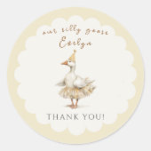 Silly Goose 3rd Birthday Yellow Watercolor ラウンドシール (正面)