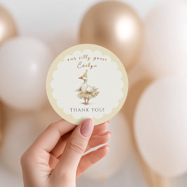 Silly Goose 3rd Birthday Yellow Watercolor ラウンドシール