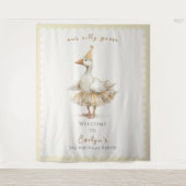 Silly Goose 3rd Birthday Yellow Watercolor Welcome タペストリー (正面)