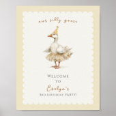Silly Goose 3rd Birthday Yellow Watercolor Welcome ポスター (正面)