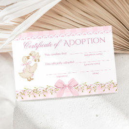 Silly Goose Adoption certificate Pink Gingham 招待状