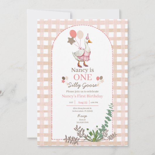 Silly Goose Any Age Birthday Brown Invitation 招待状 (正面)