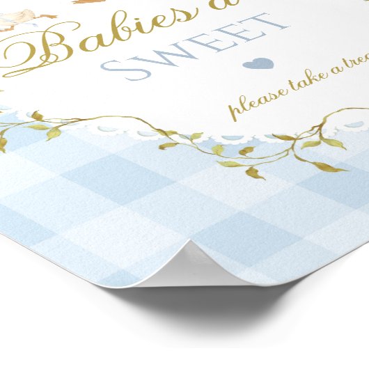 Silly Goose Babies are sweet Blue Gingham Bow ポスター (角)