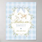 Silly Goose Babies are sweet Blue Gingham Bow ポスター (正面)